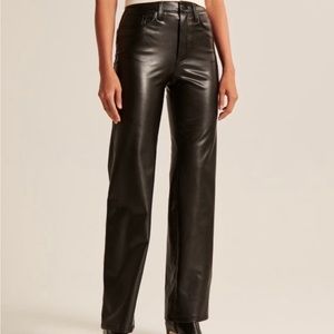 NWT Abercrombie black leather pants 28"